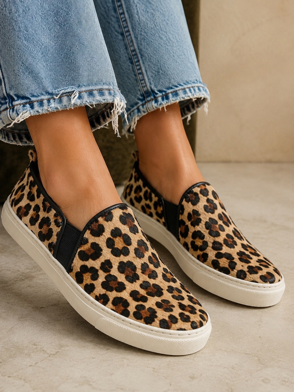 GAP Leopard Calf Hair Slip-On Sneakers Women’s Size 7.5
